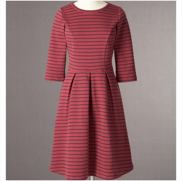 Boden Burgundy and Navy Long Sleeve Dress - Picture 1 of 11